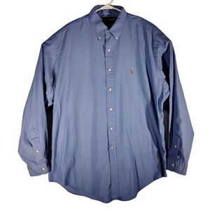 Ralph Lauren dress shirt mens L Large 16.5-35 blue flesh pony Yarmouth pinpoint
